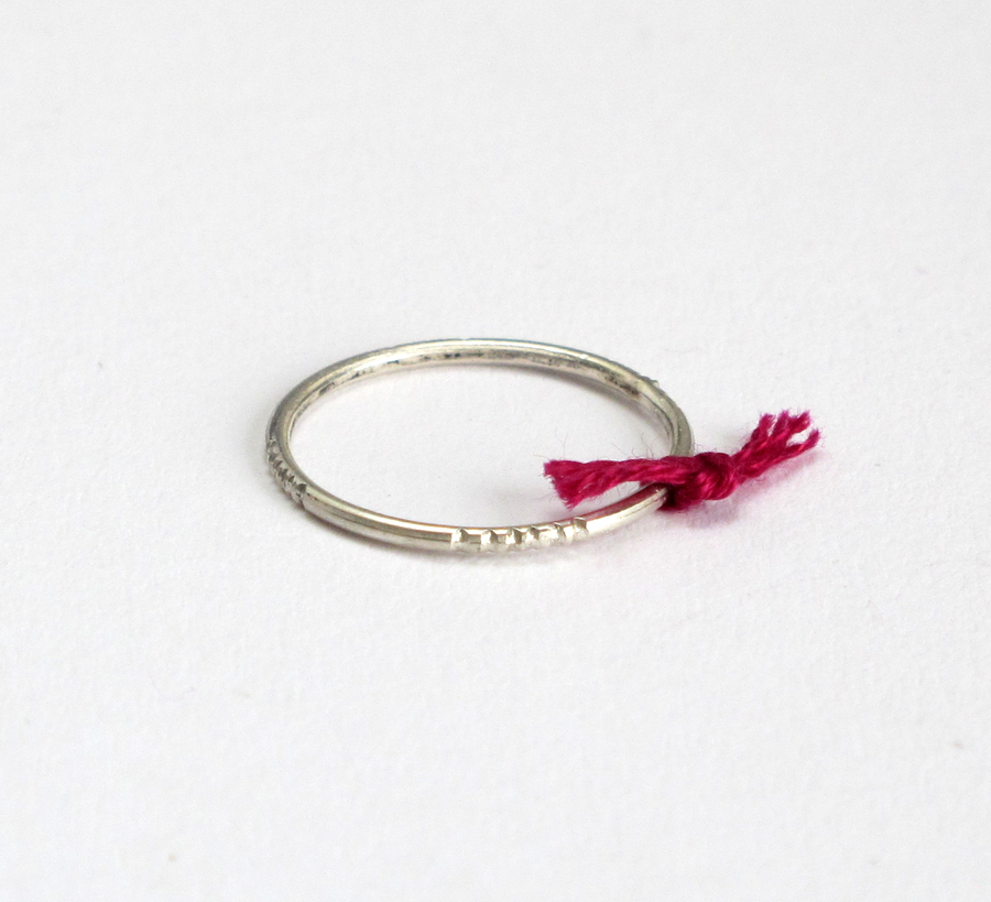 ombre claire, jewellery, france, found bath, found bath uk stockist, day ring, silver, purple thread