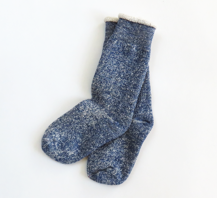 rototo, double face socks, found bath, found bath uk stockist, blue, marl, cotton, wool, ro to to, Japanese socks, made in japan, towelling, rototo uk stockist, deep ocean